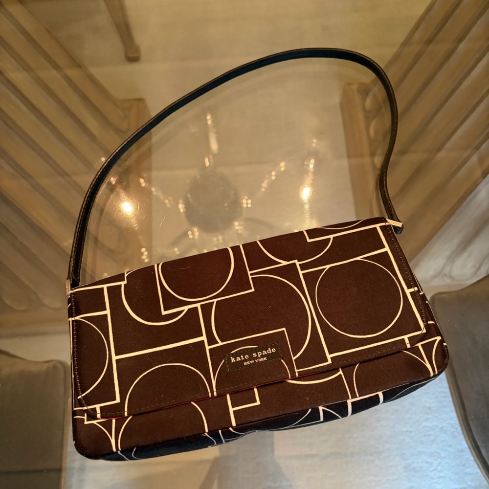 kate spade Brown and Cream Geo Print Shoulder Bag